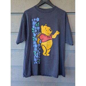 Vintage Pooh Disney Shirt Mens XL Blue Winnie The Pooh Floral Graphic T-Shirt